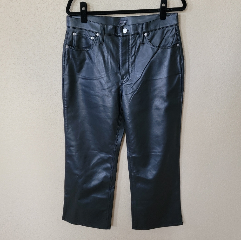J. Crew Slim Wide-Leg Faux-Leather Pants in Black, Size 30
